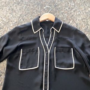 Express Slim fit Portofino Button Up SZ S - Black with White detail